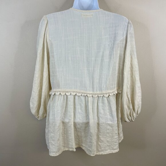 Max Studio Cottagecore Boho Crochet Peasant Top Size M Ivory - Picture 3 of 12